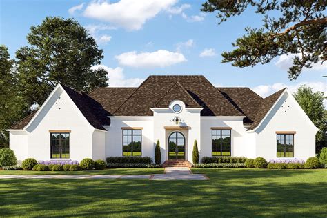 Brick adorns the exterior of this lovely, French country house plan, with metal roof accents above the boxed bay window.A formal living room, plus a keeping room, offer ample space to relax and enjoy the company of family and friends in this open floor plan, while a partially-screened porch provides a bug-free, outdoor option.The homeowner will delight …